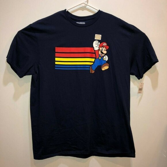 New Super Mario Extra Large Dark Blue Short Sleeve T Shirt Graphic Tee XL - Picture 6 of 6
